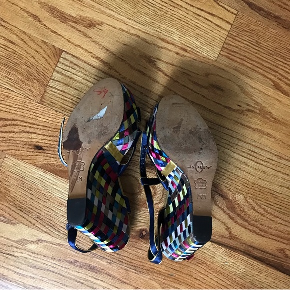 Joey O Blue Ribbon Detail Wedge Sandals - Picture 5 of 7